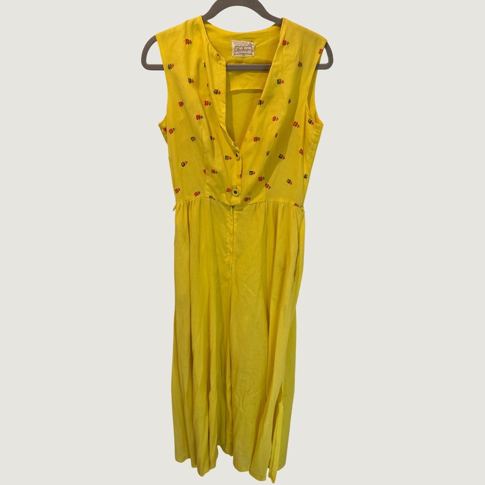 Vintage 1970s Raymodes Floral Embroidered Wide Leg Jumpsuit Union Made
